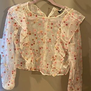 Zara Sheer embroidered top